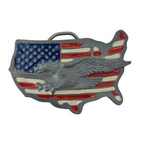 USA American Flag Eagle Patriotic Red White Blue Belt Buckle